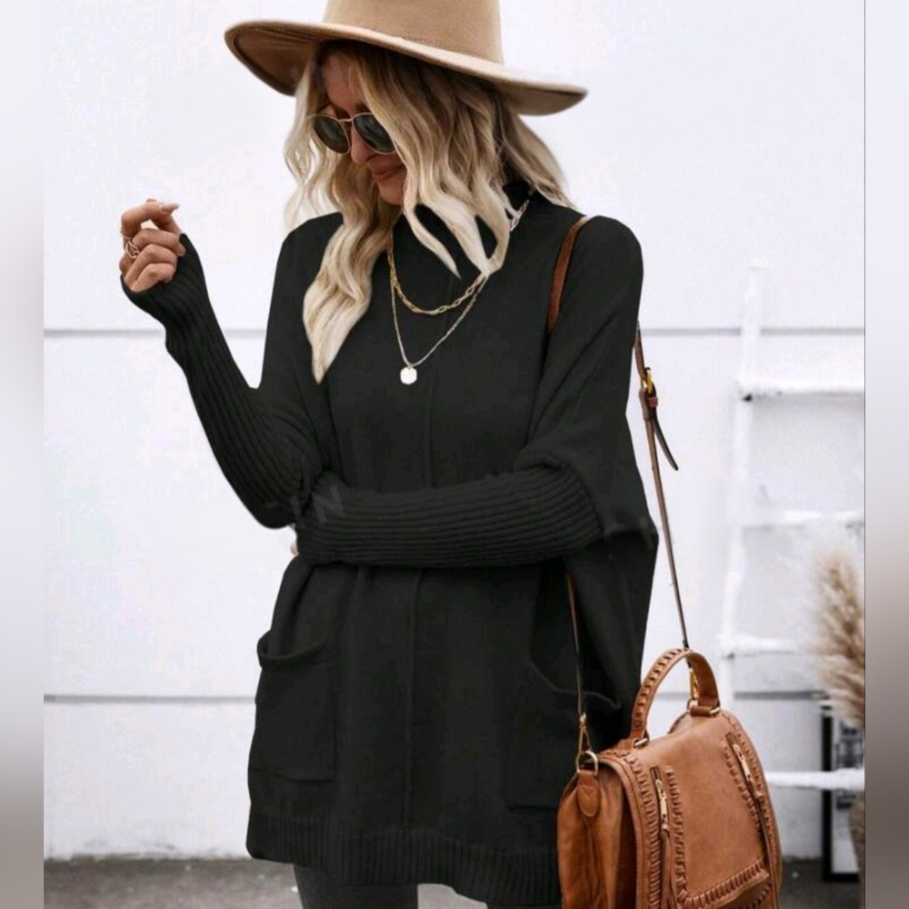 Black mock neck batwing sweater